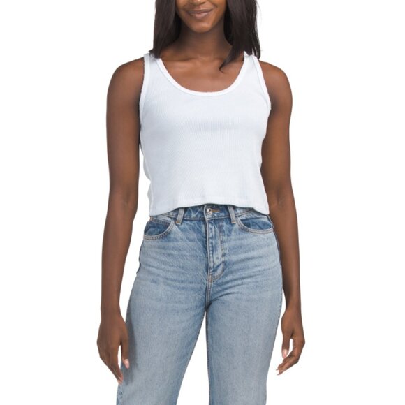 AMO DENIM Poppy Made In Usa Cropped Ribbed Tank - Picture 1 of 2